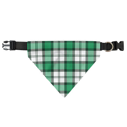 Shamrock St. Patrick's Day Tartan Print Over The Collar Dog Bandana
