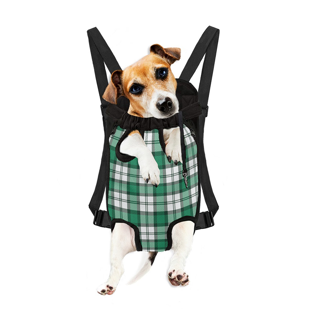 Shamrock St. Patrick's Day Tartan Print Pet Carrier Backpack