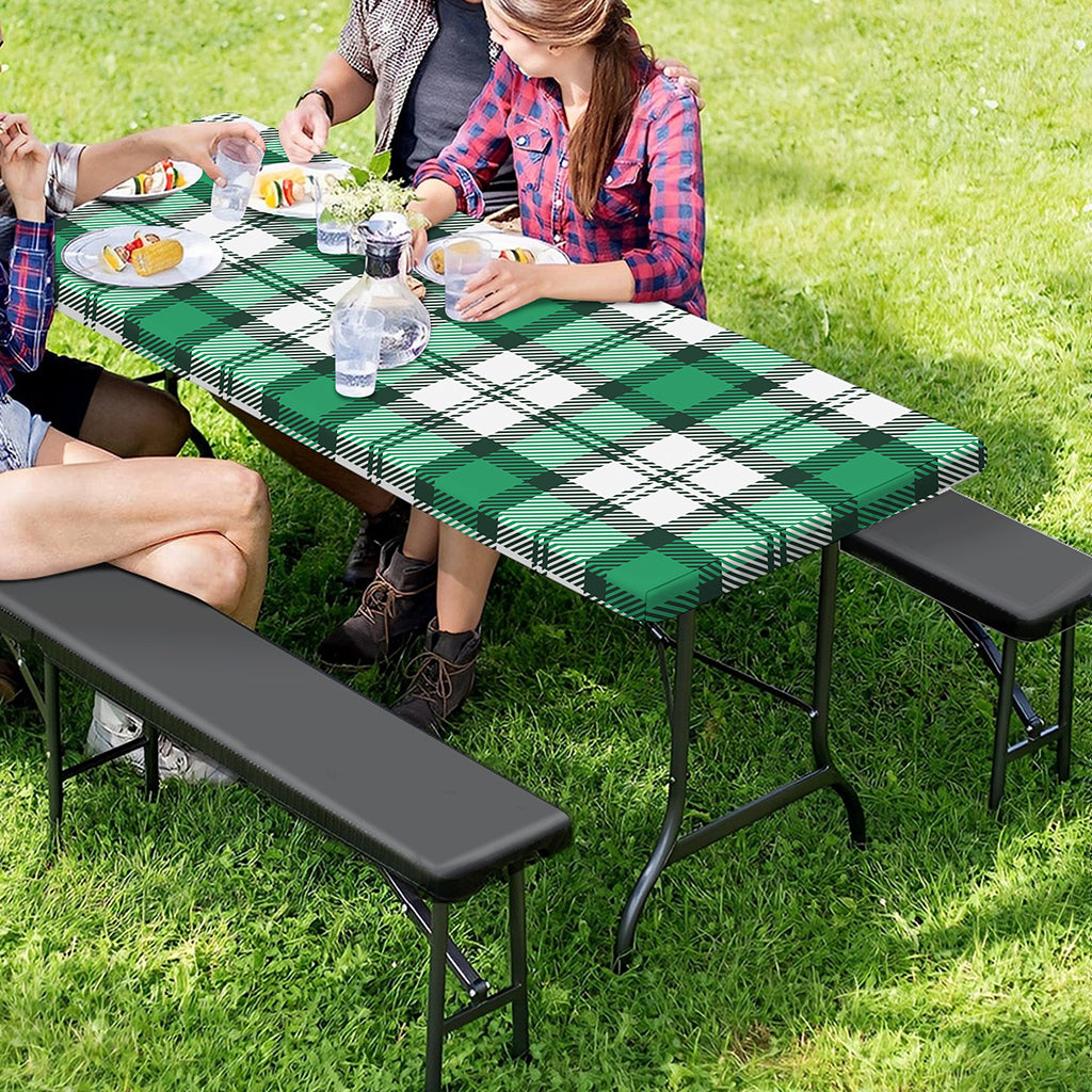 Shamrock St. Patrick's Day Tartan Print Picnic Table Cover