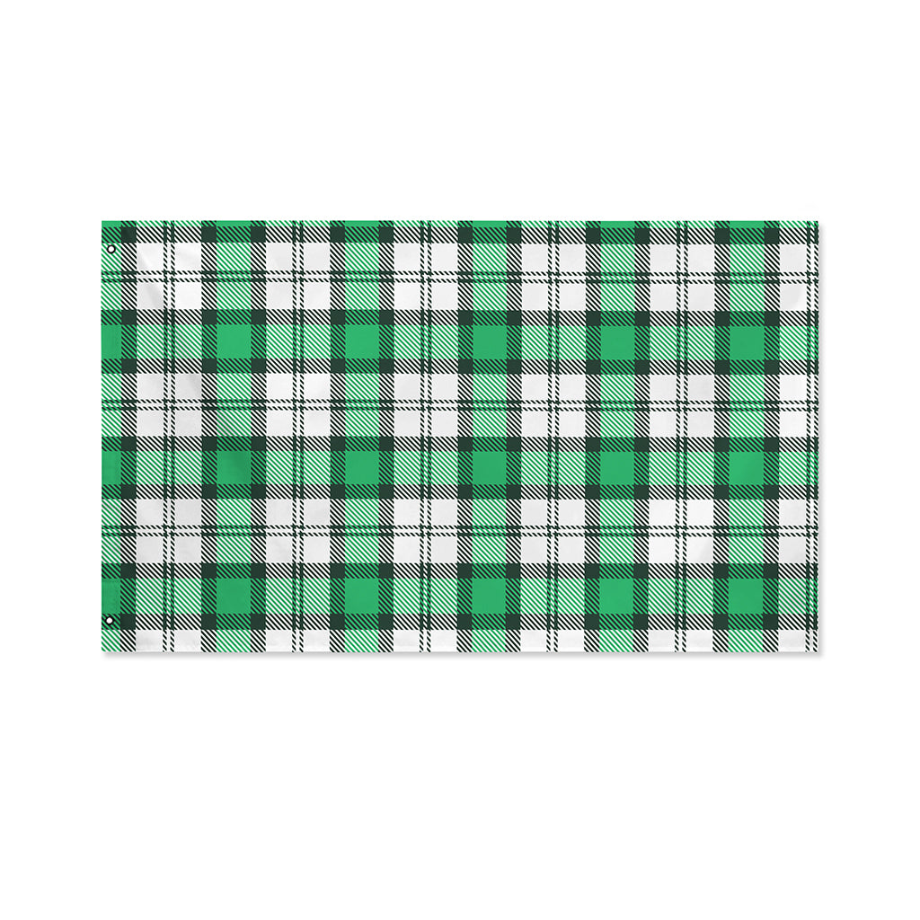 Shamrock St. Patrick's Day Tartan Print Polyester Flag