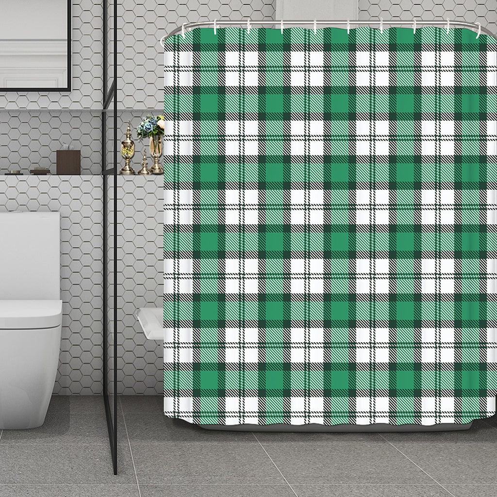 Shamrock St. Patrick's Day Tartan Print Polyester Shower Curtain