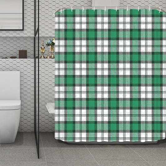 Shamrock St. Patrick's Day Tartan Print Polyester Shower Curtain