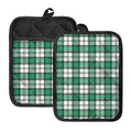 Shamrock St. Patrick's Day Tartan Print Pot Holders With Pocket