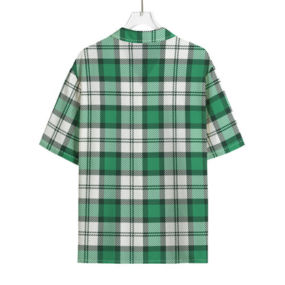 Shamrock St. Patrick's Day Tartan Print Rayon Hawaiian Shirt