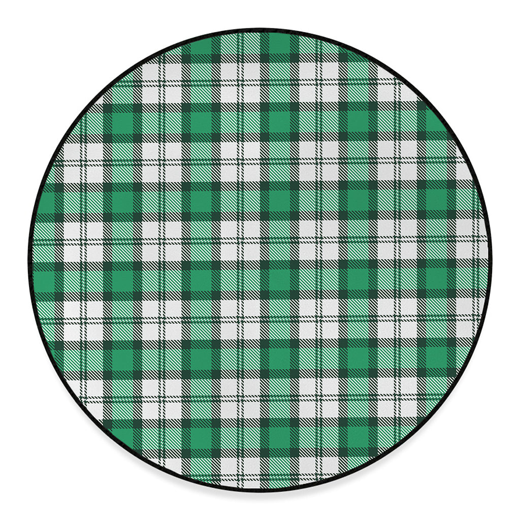 Shamrock St. Patrick's Day Tartan Print Round Floor Mat