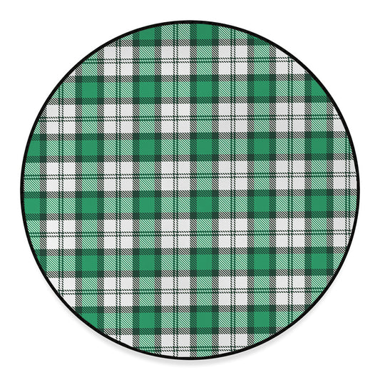 Shamrock St. Patrick's Day Tartan Print Round Floor Mat