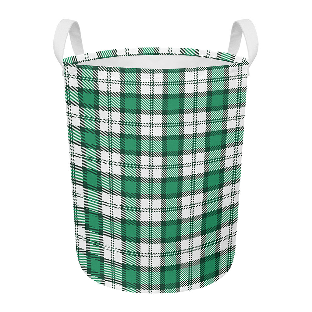 Shamrock St. Patrick's Day Tartan Print Round Laundry Basket