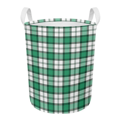 Shamrock St. Patrick's Day Tartan Print Round Laundry Basket
