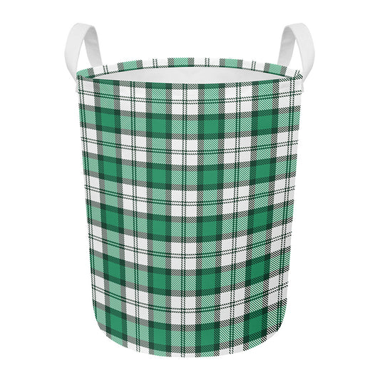 Shamrock St. Patrick's Day Tartan Print Round Laundry Basket