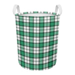 Shamrock St. Patrick's Day Tartan Print Round Laundry Basket
