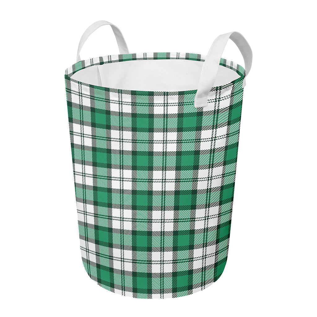 Shamrock St. Patrick's Day Tartan Print Round Laundry Basket