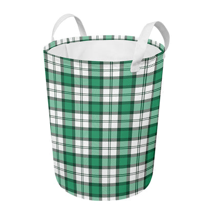 Shamrock St. Patrick's Day Tartan Print Round Laundry Basket