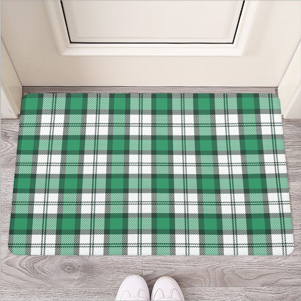 Shamrock St. Patrick's Day Tartan Print Rubber Doormat