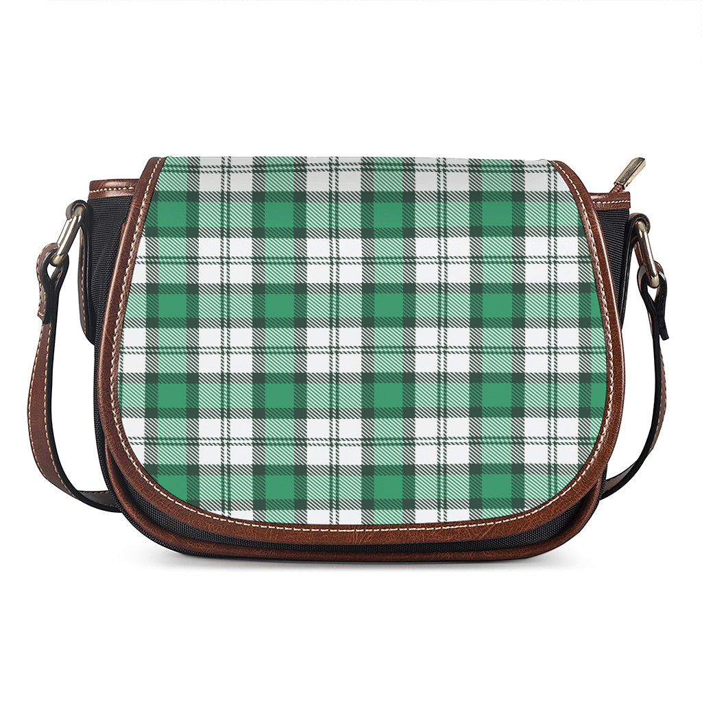 Shamrock St. Patrick's Day Tartan Print Saddle Bag