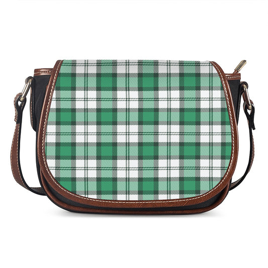 Shamrock St. Patrick's Day Tartan Print Saddle Bag