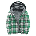 Shamrock St. Patrick's Day Tartan Print Sherpa Lined Zip Up Hoodie