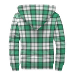 Shamrock St. Patrick's Day Tartan Print Sherpa Lined Zip Up Hoodie