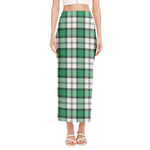 Shamrock St. Patrick's Day Tartan Print Side Slit Maxi Skirt