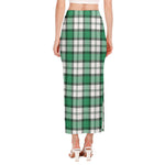 Shamrock St. Patrick's Day Tartan Print Side Slit Maxi Skirt