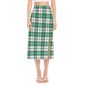 Shamrock St. Patrick's Day Tartan Print Side Slit Midi Skirt
