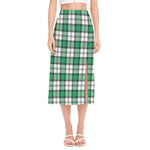 Shamrock St. Patrick's Day Tartan Print Side Slit Midi Skirt