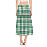 Shamrock St. Patrick's Day Tartan Print Side Slit Midi Skirt