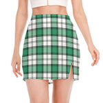 Shamrock St. Patrick's Day Tartan Print Side Slit Mini Skirt