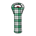 Shamrock St. Patrick's Day Tartan Print Single Neoprene Wine Tote