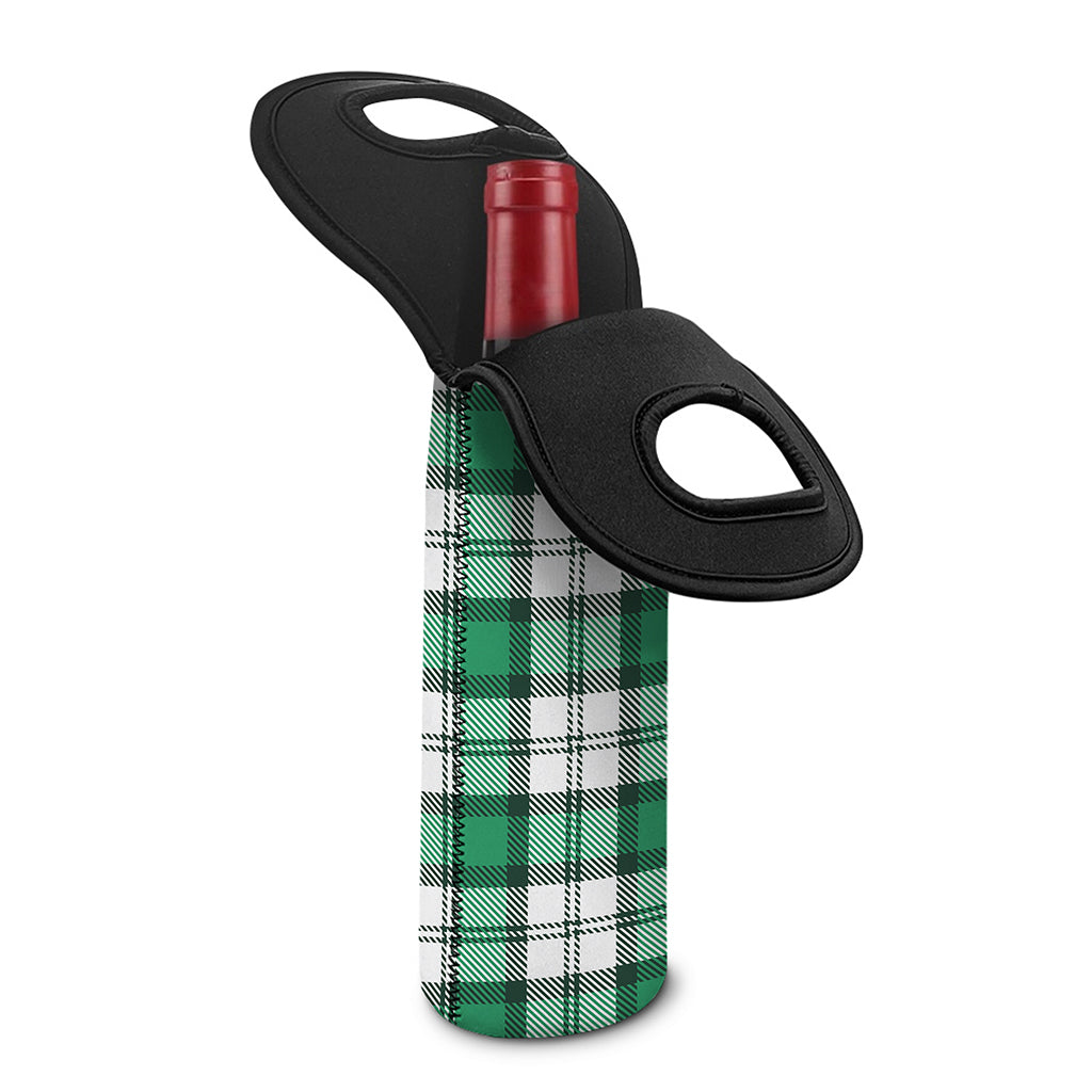 Shamrock St. Patrick's Day Tartan Print Single Neoprene Wine Tote