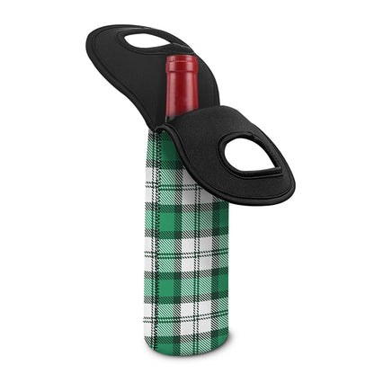Shamrock St. Patrick's Day Tartan Print Single Neoprene Wine Tote