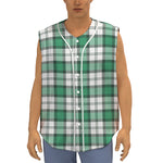 Shamrock St. Patrick's Day Tartan Print Sleeveless Baseball Jersey