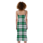 Shamrock St. Patrick's Day Tartan Print Slim Fit Midi Cami Dress