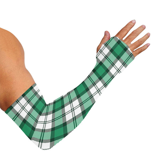 Shamrock St. Patrick's Day Tartan Print Sun Protection Arm Sleeves
