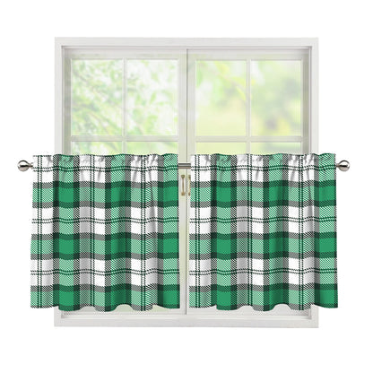 Shamrock St. Patrick's Day Tartan Print Tier Curtains