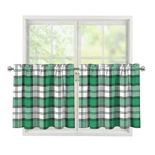Shamrock St. Patrick's Day Tartan Print Tier Curtains