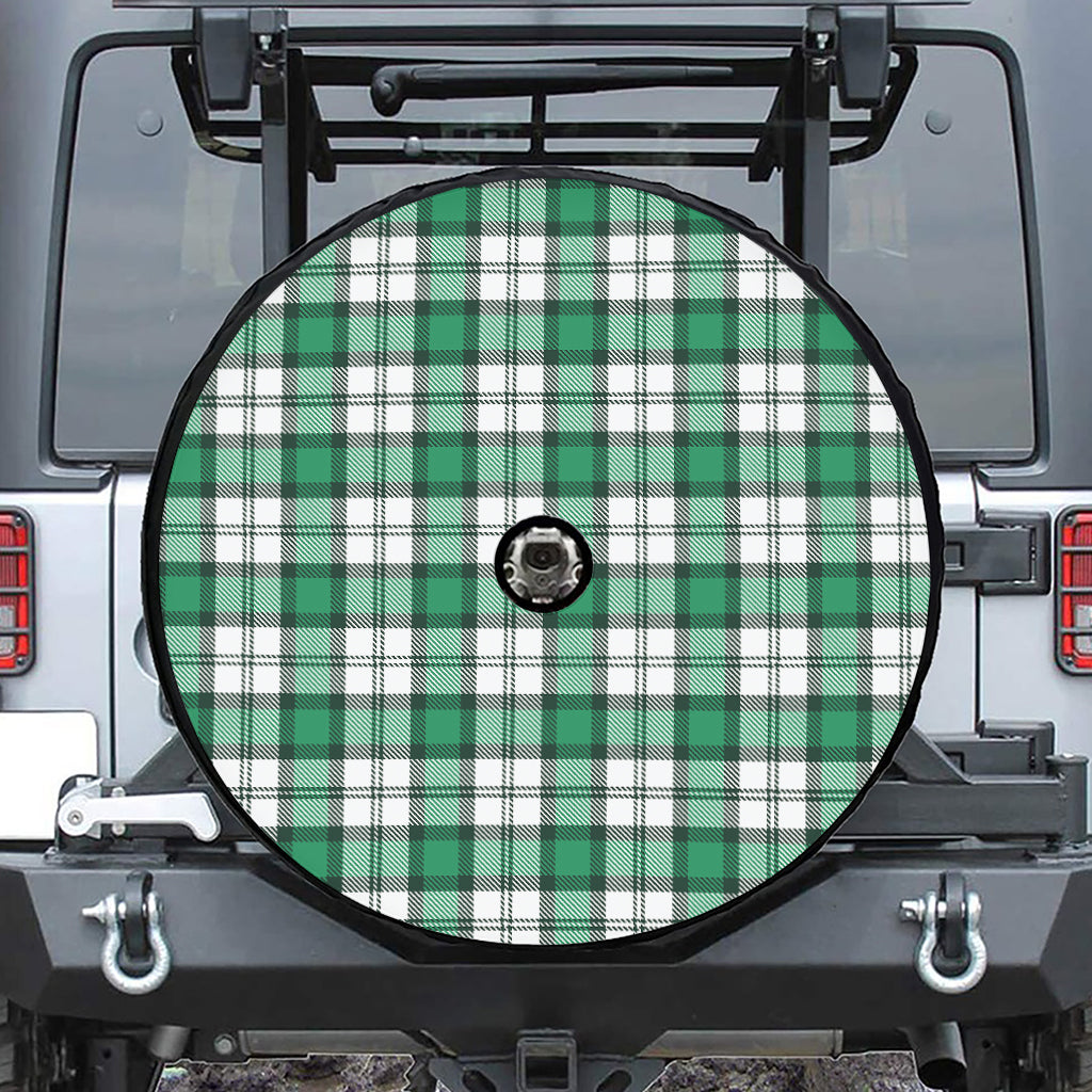 Shamrock St. Patrick's Day Tartan Print Tire Cover With Camera Hole