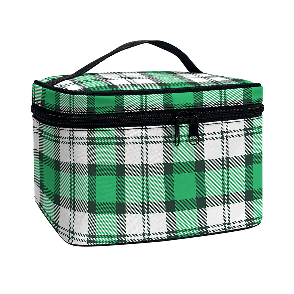 Shamrock St. Patrick's Day Tartan Print Travel Makeup Bag