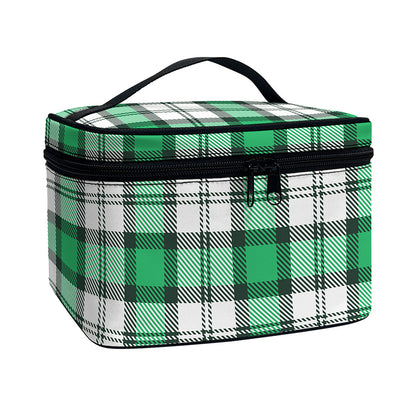 Shamrock St. Patrick's Day Tartan Print Travel Makeup Bag