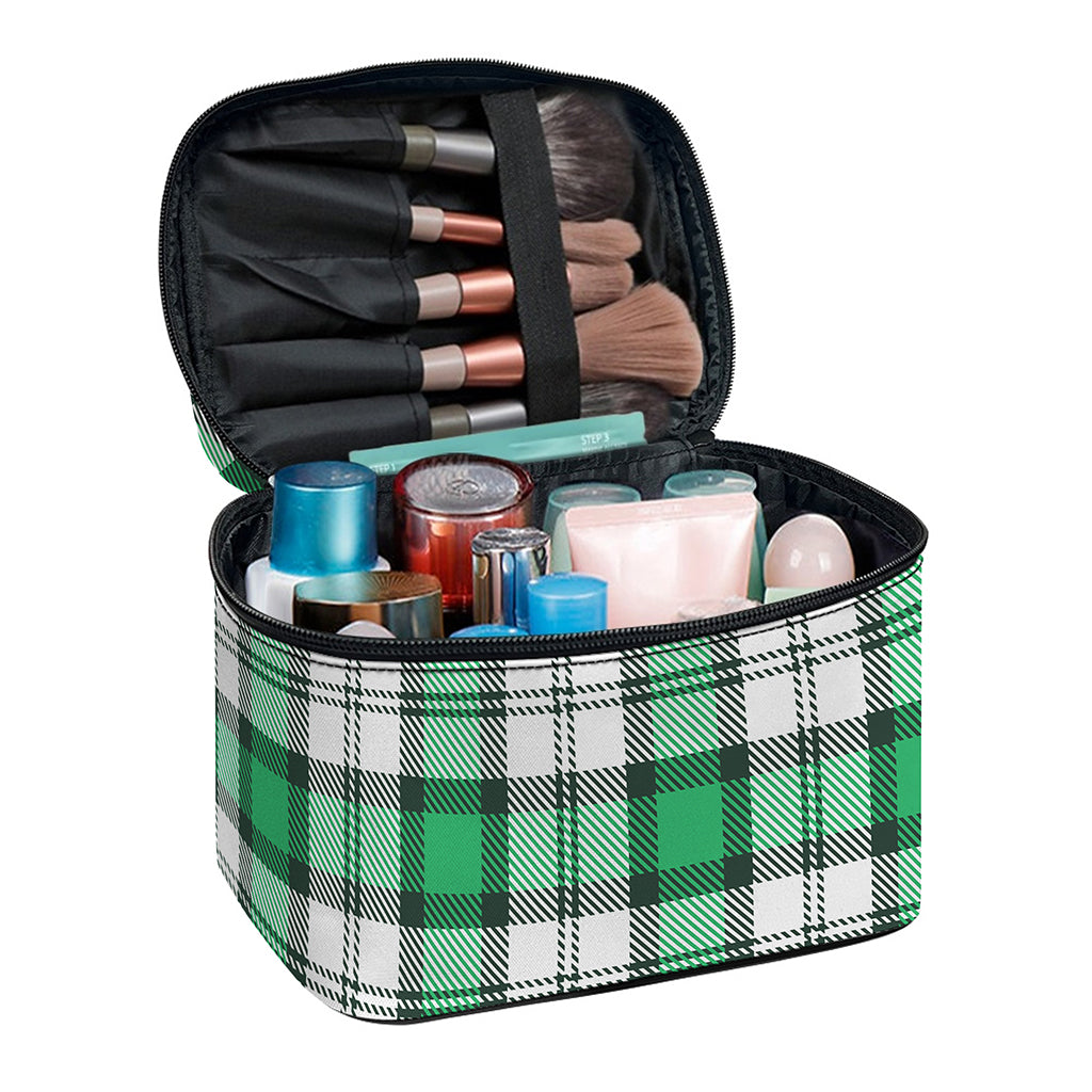 Shamrock St. Patrick's Day Tartan Print Travel Makeup Bag
