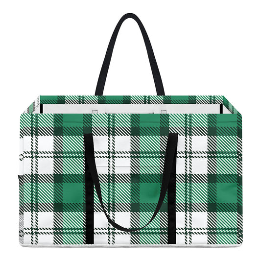 Shamrock St. Patrick's Day Tartan Print Utility Tote Bag