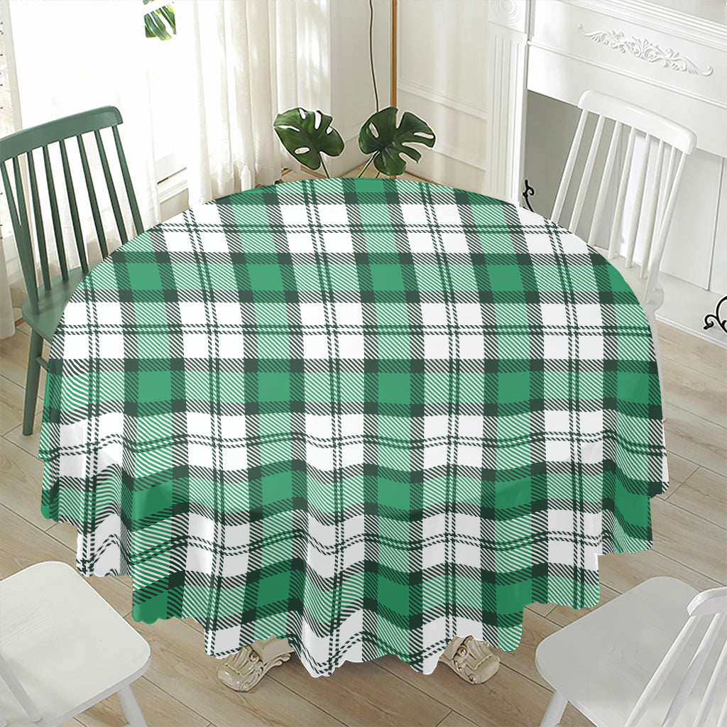 Shamrock St. Patrick's Day Tartan Print Waterproof Round Tablecloth