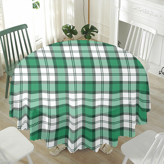 Shamrock St. Patrick's Day Tartan Print Waterproof Round Tablecloth