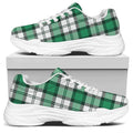 Shamrock St. Patrick's Day Tartan Print White Chunky Shoes