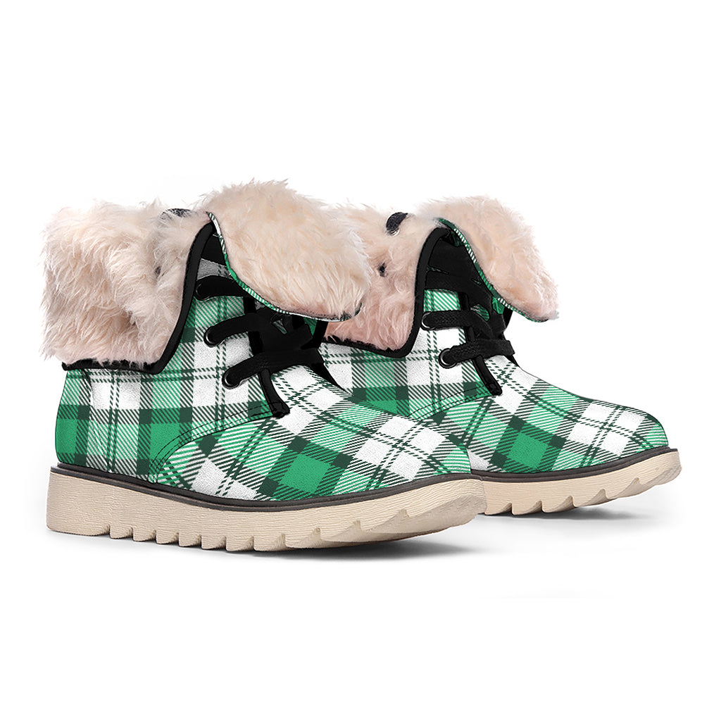 Shamrock St. Patrick's Day Tartan Print Winter Boots