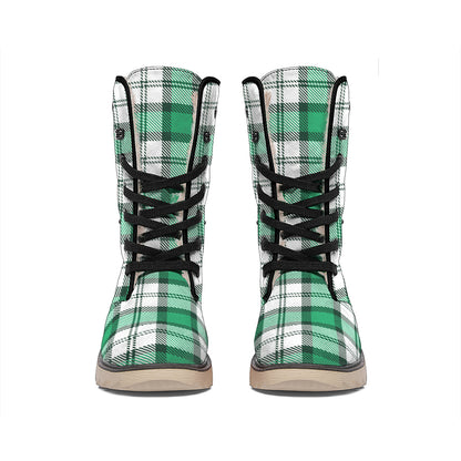 Shamrock St. Patrick's Day Tartan Print Winter Boots
