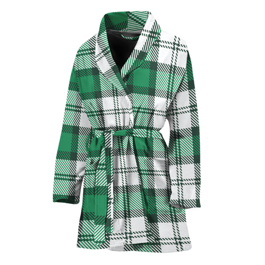 Shamrock St. Patrick's Day Tartan Print Women's Bathrobe
