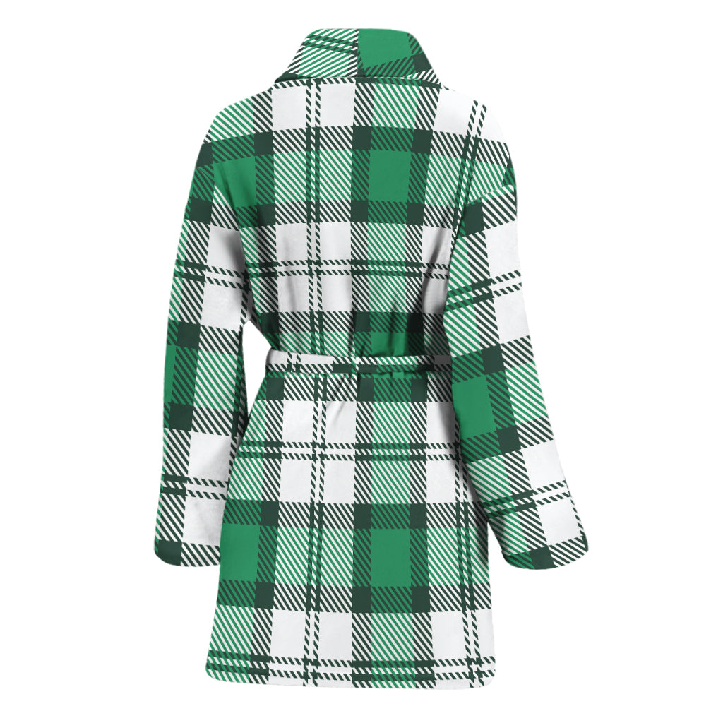 Shamrock St. Patrick's Day Tartan Print Women's Bathrobe