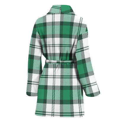 Shamrock St. Patrick's Day Tartan Print Women's Bathrobe