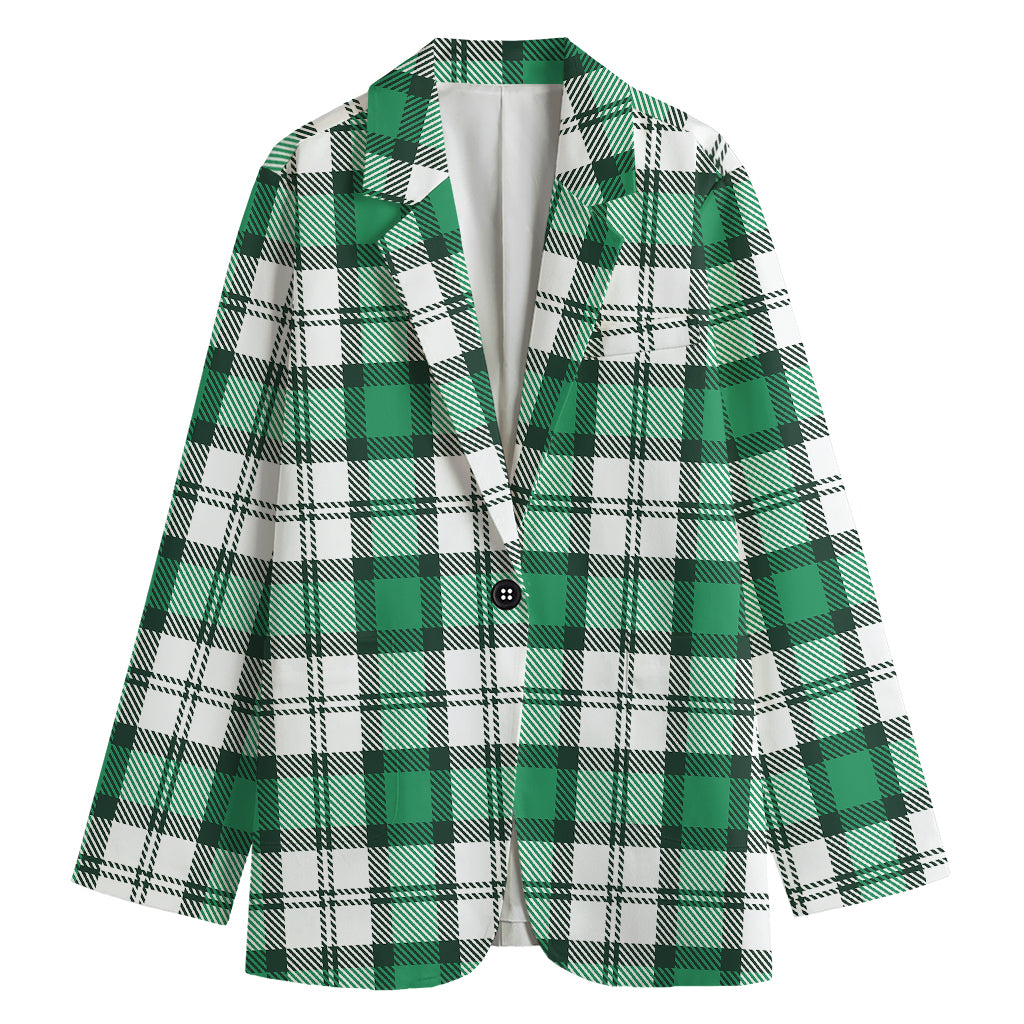 Shamrock St. Patrick's Day Tartan Print Women's Blazer