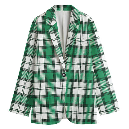 Shamrock St. Patrick's Day Tartan Print Women's Blazer